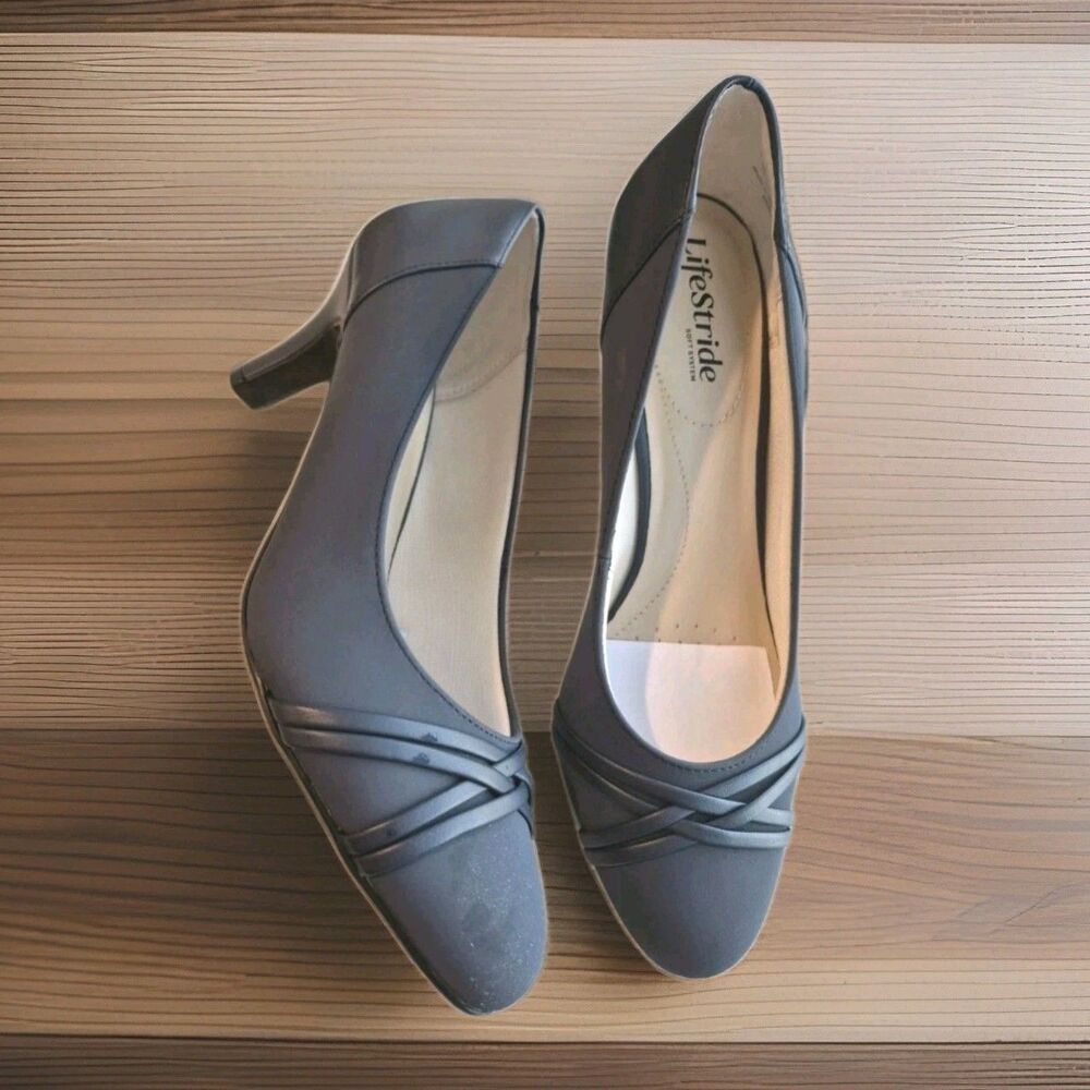 LifeStride Pascal Pumps Womens 10 M Navy Blue Crisscross Heels Soft System